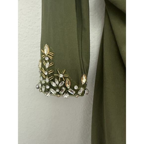 NWT Ieena For Mac Duggal Green One-Shoulder Draped Evening Gown Size 0 - Picture 6 of 9